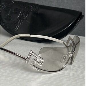 Vintage Versace Sun Glasses Mod N50H gun metal Greek Key